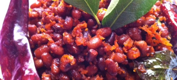 Red cow peas / red cow beans coconut-chilli stir fry 