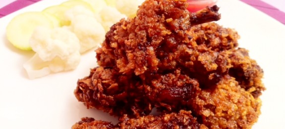 Crispy fried chicken with corn flakes 