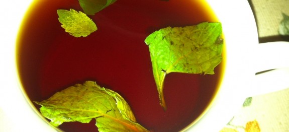 Black Tea with mint leaves