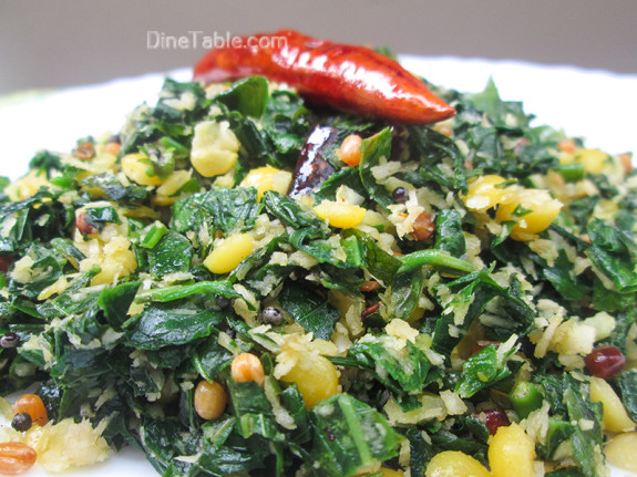 Cheera Parippu Thoran Recipe - ചീര പരിപ്പ് തോരൻ - Spinach Dal Stir Fry Recipe - Onam Sadya Recipe