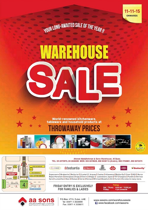 A A Sons Warehouse Sale in Dubai 2015