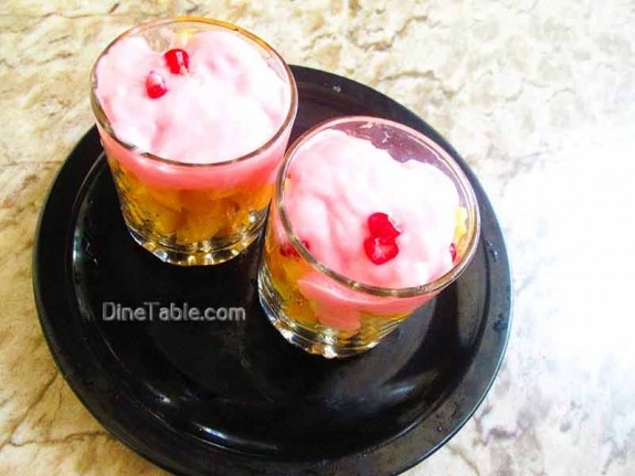 Strawberry Custard with Fruits / Easy