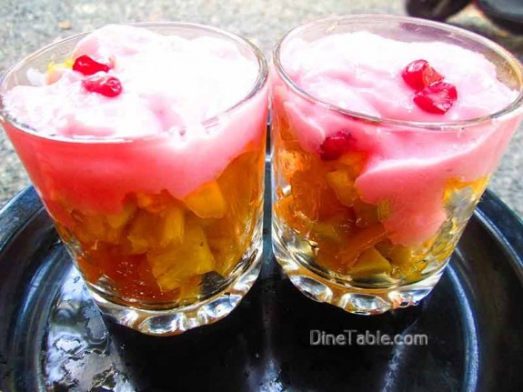 Strawberry Custard with Fruits / Healthy