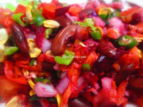 Rajma Carrot Beetroot Tomato Onion Corn Salad Recipe / Vegetarian Salad