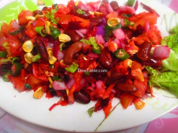 Rajma Carrot Beetroot Tomato Onion Corn Salad Recipe / Vegetable Salad 