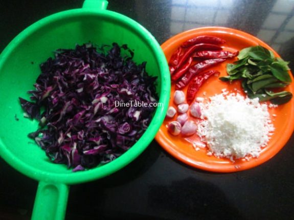 Purple Cabbage Thoran Recipe / Easy Thoran