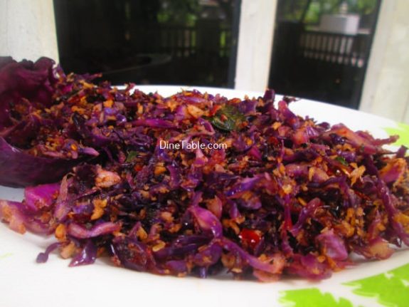 Purple Cabbage Thoran Recipe / Simple Thoran