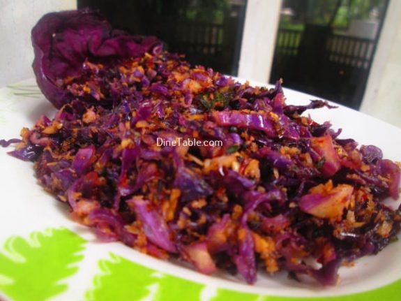 Purple Cabbage Thoran Recipe / Homemade Thoran 