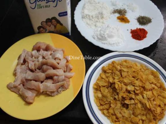 Cornflakes Coated Chicken Fingers Recipe - Simple Snack