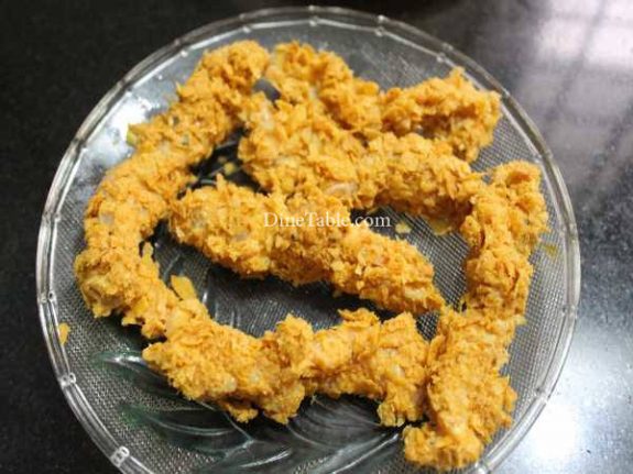 Cornflakes Coated Chicken Fingers Recipe - Tasty Snack