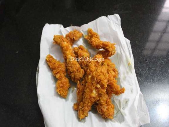 Cornflakes Coated Chicken Fingers Recipe - Spicy Snack