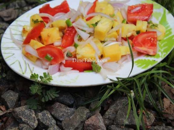 Pineapple Tomato Cucumber Onion Salad Recipe - Quick Dish