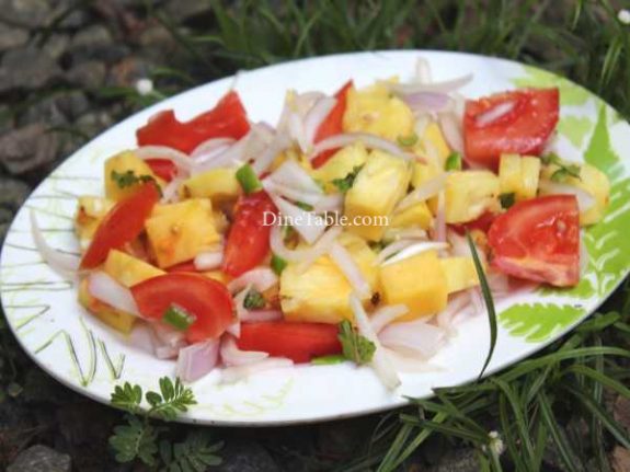 Pineapple Tomato Cucumber Onion Salad Recipe - Tasty Dish