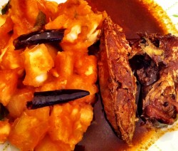 Tapioca ullathu with fish curry