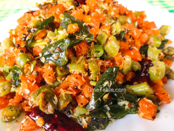 Carrot Beans Thoran Recipe - കാരറ്റ്‌ ബീൻസ് തോരൻ - Kerala Sadya Recipe