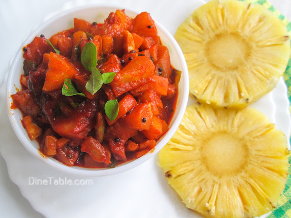 Pineapple Pickle Recipe - പൈനാപ്പിൾ അച്ചാർ - Sadya Special Recipe