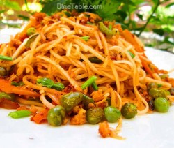 Spaghetti with Chicken and Vegetables / Delicious Recipe
