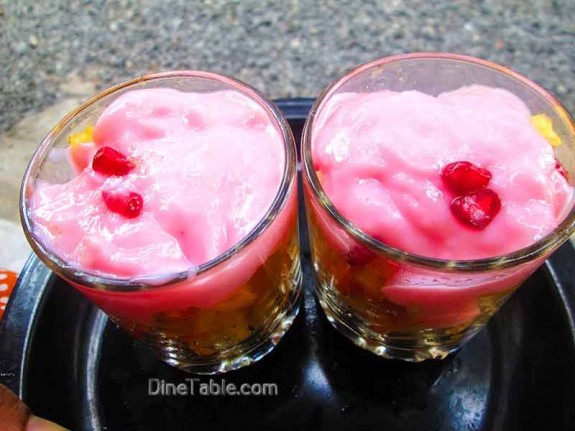 Strawberry Custard with Fruits / Nutritious