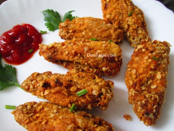 Oats Coated Crispy Fried Chicken Wings Recipe / Easy Dish