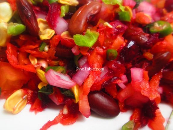 Rajma Carrot Beetroot Tomato Onion Corn Salad Recipe / Nutritious Salad